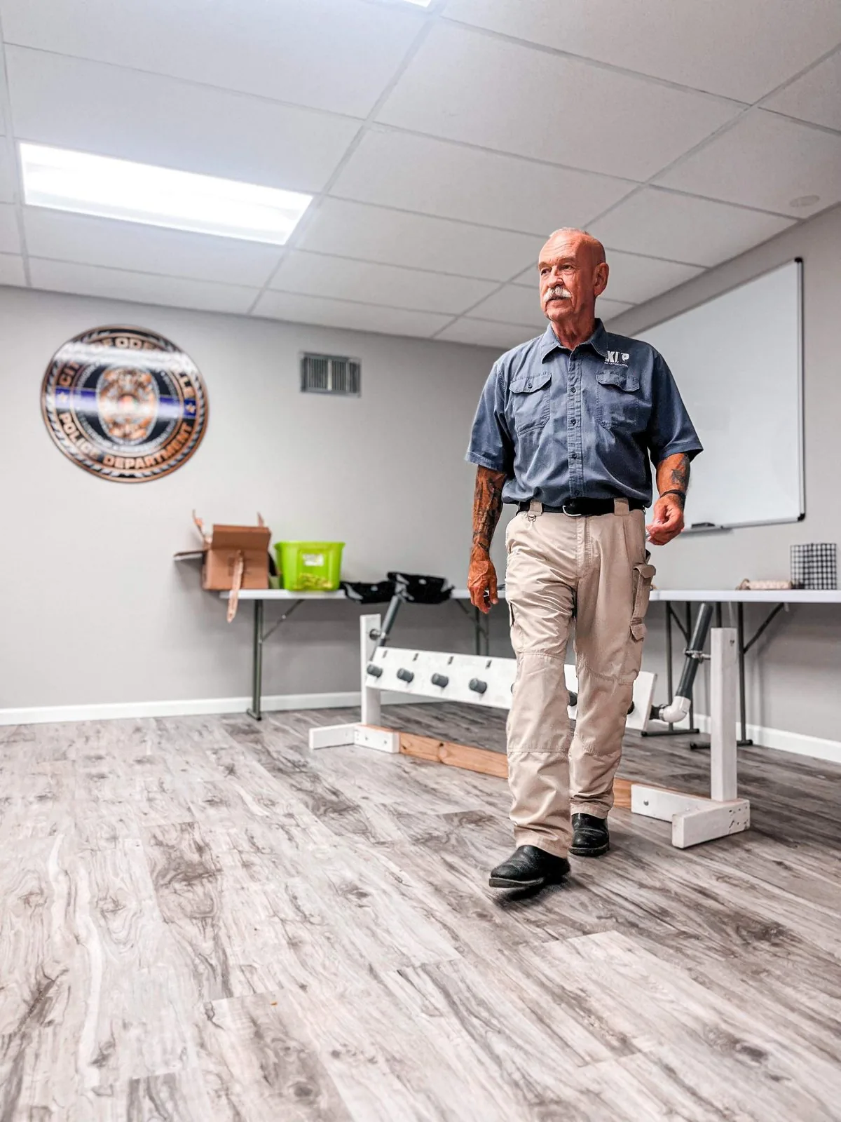 David Latimer instructing in the training room