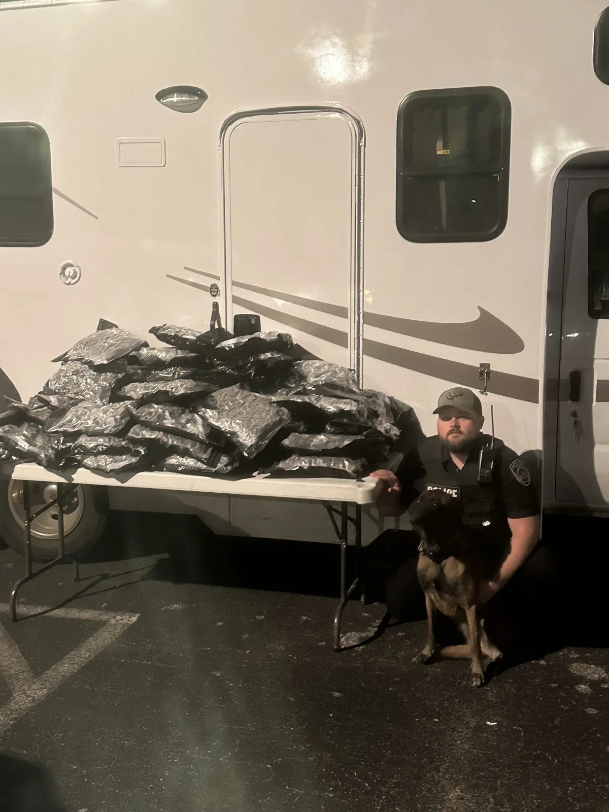 Handler and dog after a find